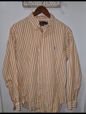Polo by Ralph Lauren Orange and White Striped Button-Down Shirt